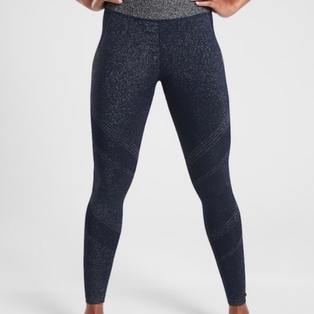 Athleta Navy Sparkle Tight Legging